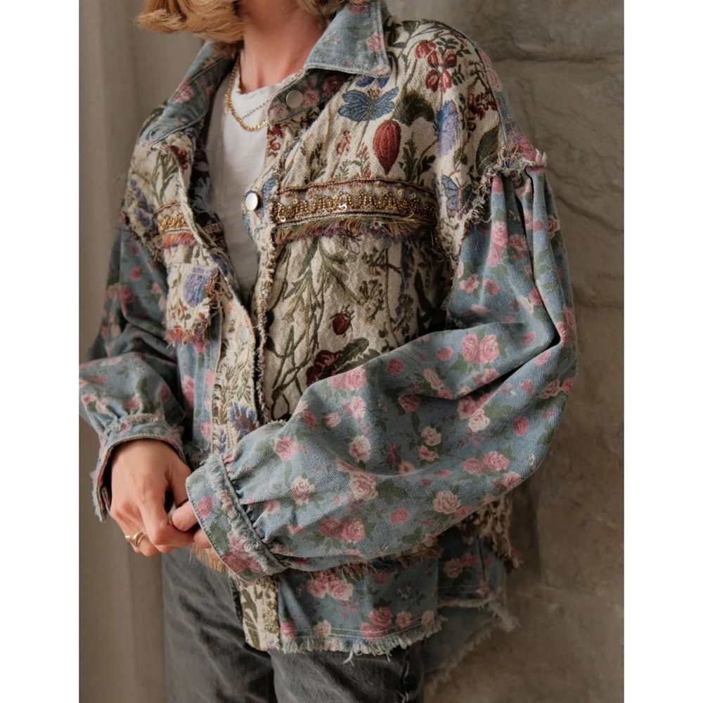 NWT Shop Stevie POL Floral Denim Jacket - Picture 2 of 9